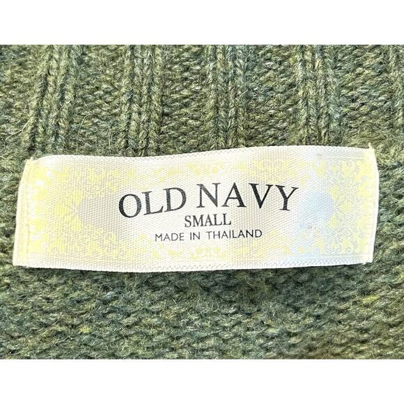 Old Navy Womens V Neck Sweater Jumper Green Cable Knit Wool Blend Pullover Sz S - Picture 5 of 6